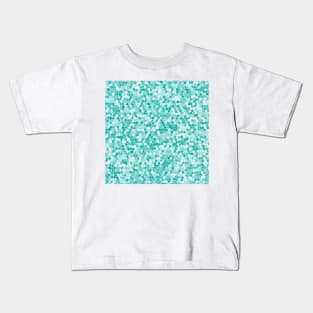 Teal Shades Mosaic Pattern Kids T-Shirt